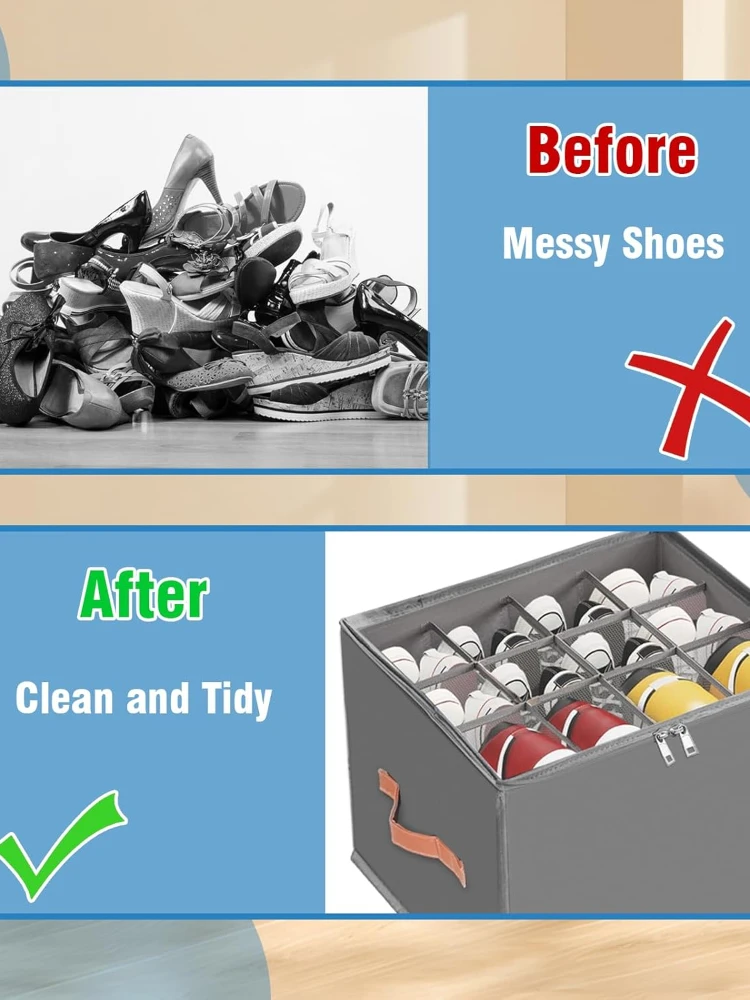 

Multifunctional Grid Storage Shoe Box Cross-border Foldable Fabric with Cover Dustproof and Washable Sundries Storage Box