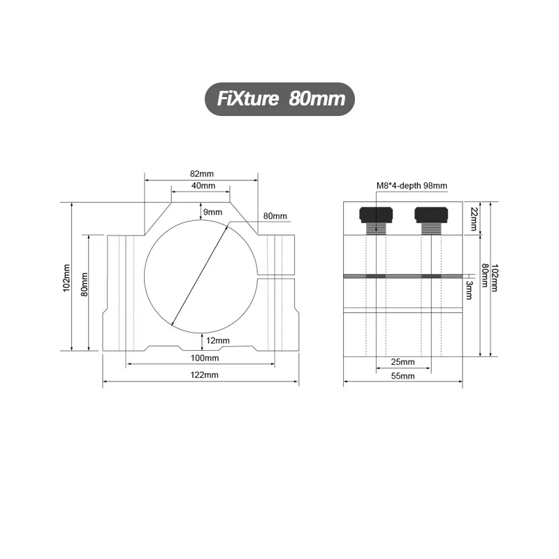 Aluminum alloy CNC spindle fixture bracket inner diameter 52mm 55mm 65mm 80mm Z-axis router motor installation bracket