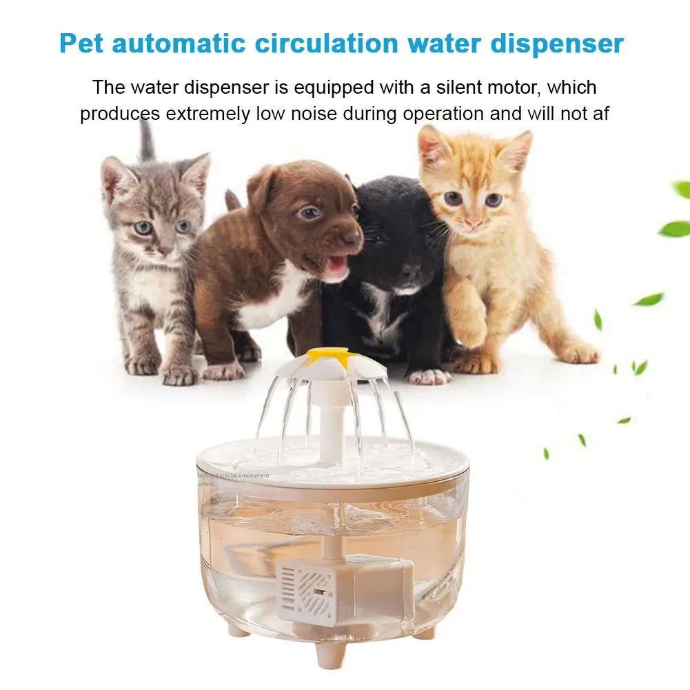 Automatic Circulating Pet Water Fountain Cat Mute Water Petal Power Dog Filter Water Off Dispenser Outage Transparent Water H1W1