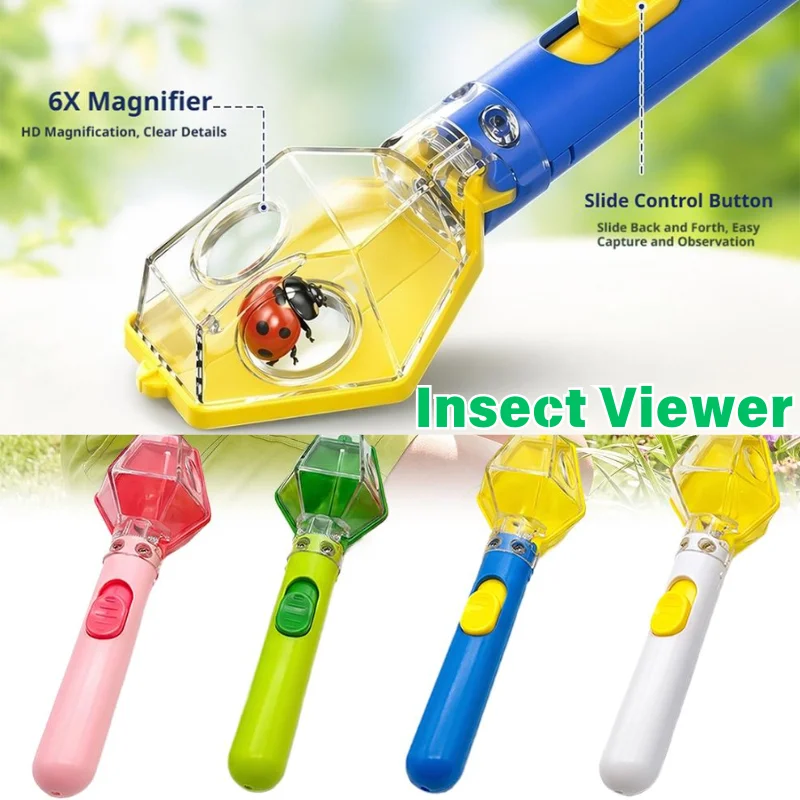 Handheld Insect Catcher Viewer Tool 6X Magnifier Child Friendly Bug Trap Toy Outdoor Garden Nature Learning Exploration Gift