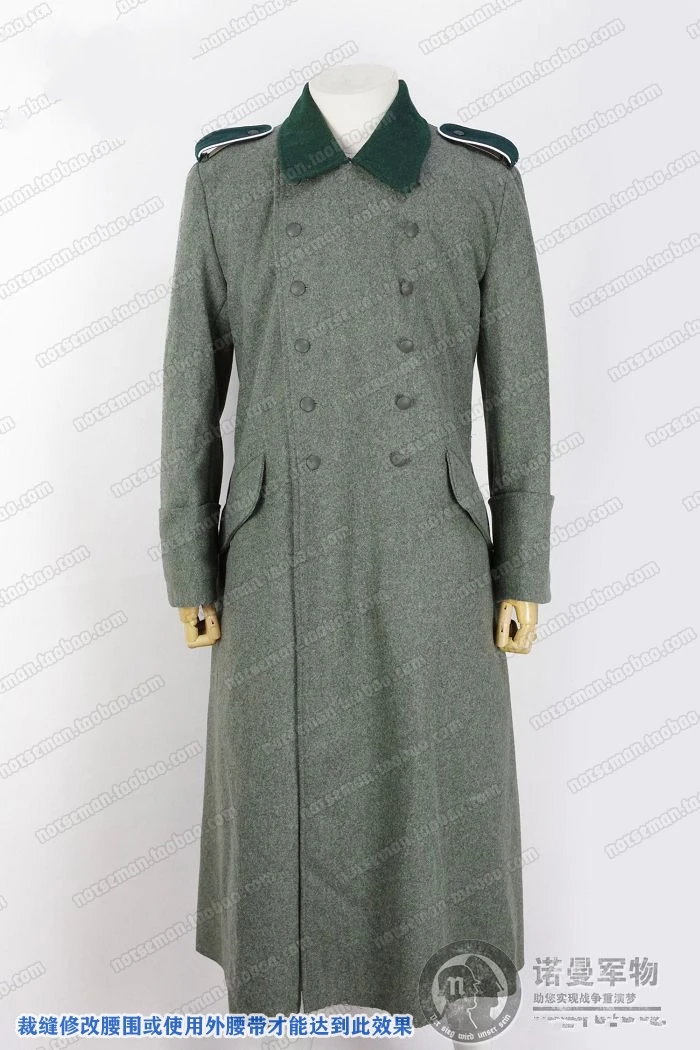 군사 복제품 2차 세계대전 독일군 WH M36 필드 그레이 울 그레이트코트 코트 (히어 보병 EM 어깨판 포함) 군복