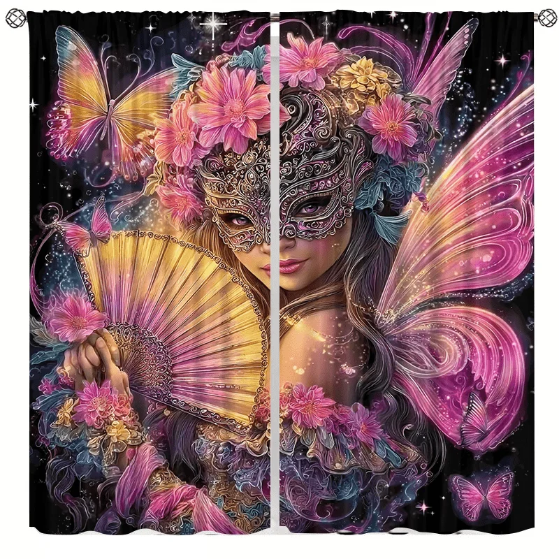 Dream Butterfly Spirit pattern curtains, installed using pocket rod method, suitable for bedrooms, living rooms, balconies