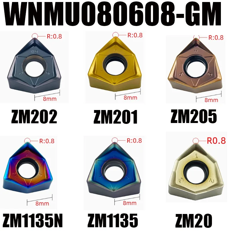 10 peças WNMU080608-GM wnmu 080608 gm inserções de carboneto de alimentação rápida inserções de fresagem cnc indexável ferramentas de fresagem de corte pesado