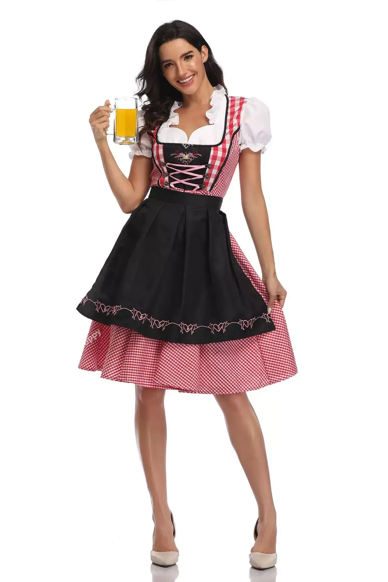 Vestido de traje de sirvienta de Oktoberfest Dirndl para mujer adulta, traje tradicional cerveza alemán de Baviera, traje de sirvienta y delantal, fiesta de Carnaval