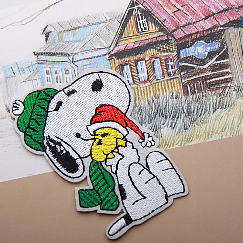 Snoopy Patch Cartoon Embroidered Iron on Patches for Clothing Fashion Backpack Jacket Jeans Sticker DIY Girl Sewing Decoration image 3