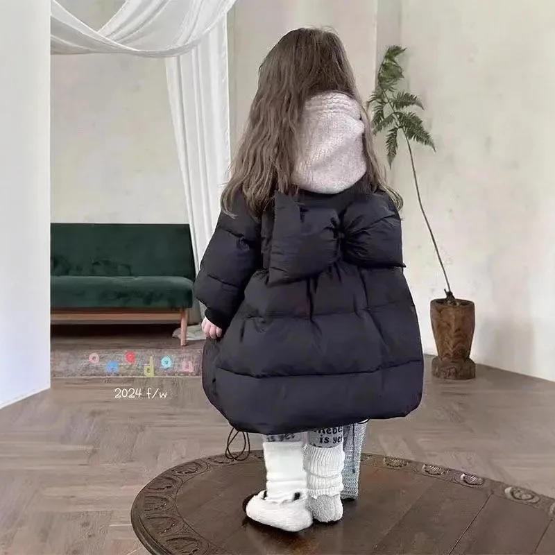 Women's baby foreign-style cotton jacket girls winter small children in the long winter jacket children cotton jacket Give a hat