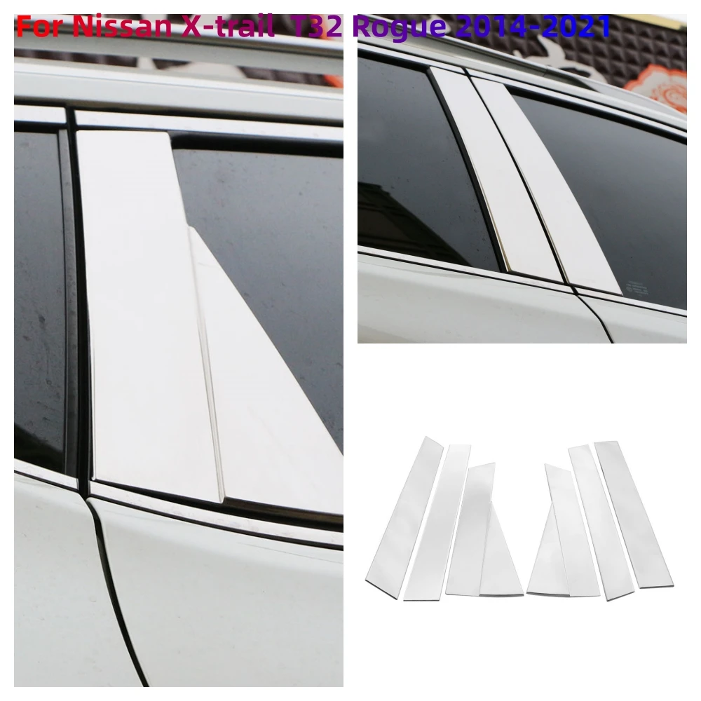 

For Nissan X-trail Xtrail T32 Rogue 2014-2021 Car Window Pillar Post Cover Strip Trim Sticker Stainless Steel Accessories