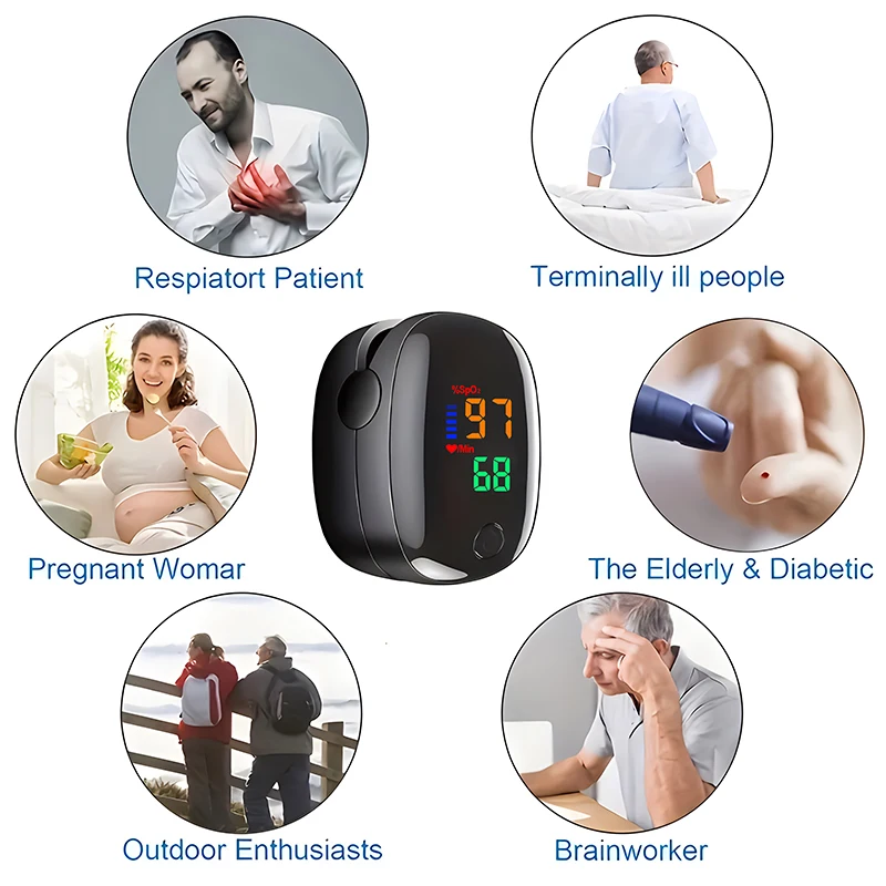 Finger Clip Pulse Oximeter LED Screen Blood Oxygen Saturation Monitor Automatic Measurement Finger Clip Pulse Oximeter
