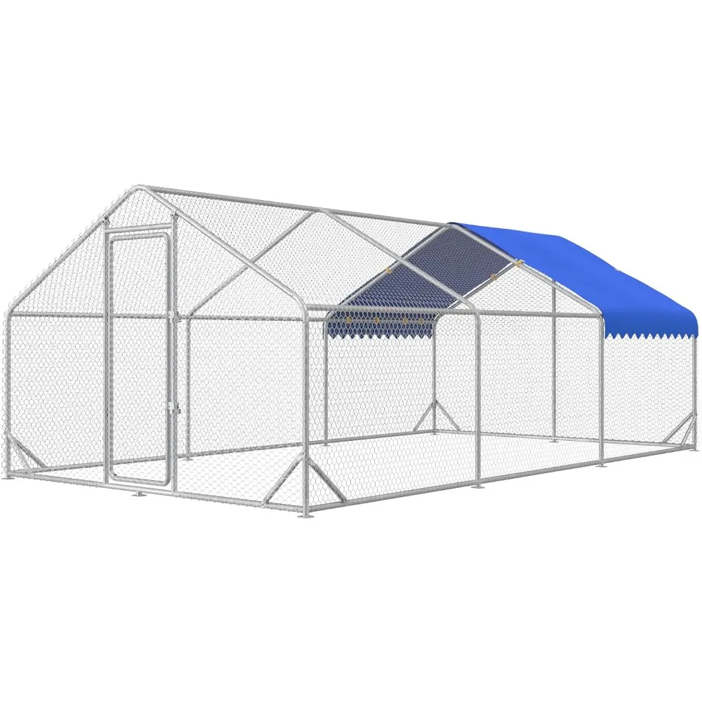 Large Metal Chicken Coop Run for 30 Chickens, Chicken Runs for Yard with Waterproof & Anti-UV Cover, Chicken Pens Outdoor