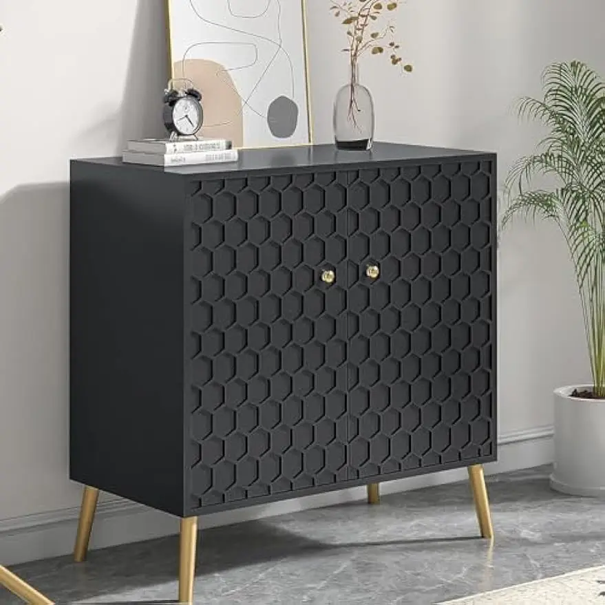 Comfort corner Sideboard Cabinet,Cabinet with Honeycomb Pattern,Storage Cabinet with Adjustable Shelves,Dining Living Room