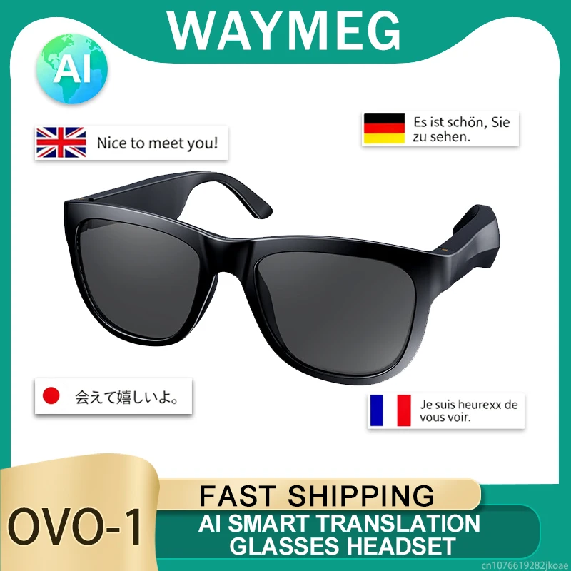 AI Intelligent Translation OVO-1 Glasses Earphones Bluetooth 6.0 Sunglasses Built-in Mic Speakers Wireless Earbuds Long Standby