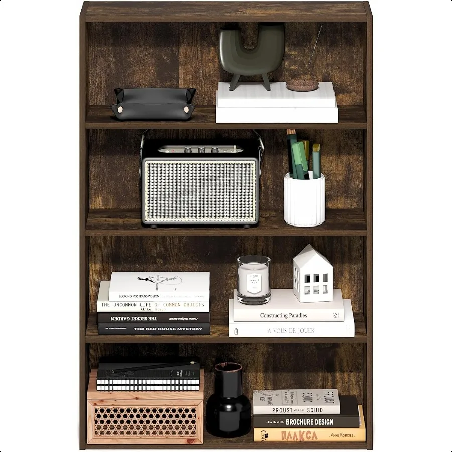 Organizer per libreria con scaffale aperto Basic a 4 livelli, 6 x 24 x 35 pino ambrato