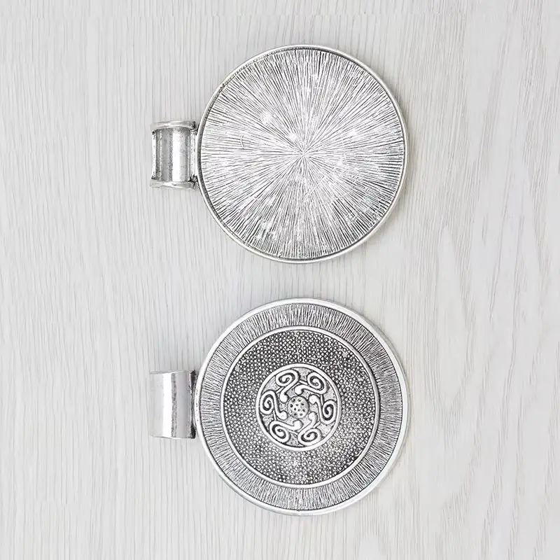 2 x Tibetan Silver Boho Bohemian Large Round Medallion Charms Pendants For Necklace Jewelry Making Findings 76x62mm