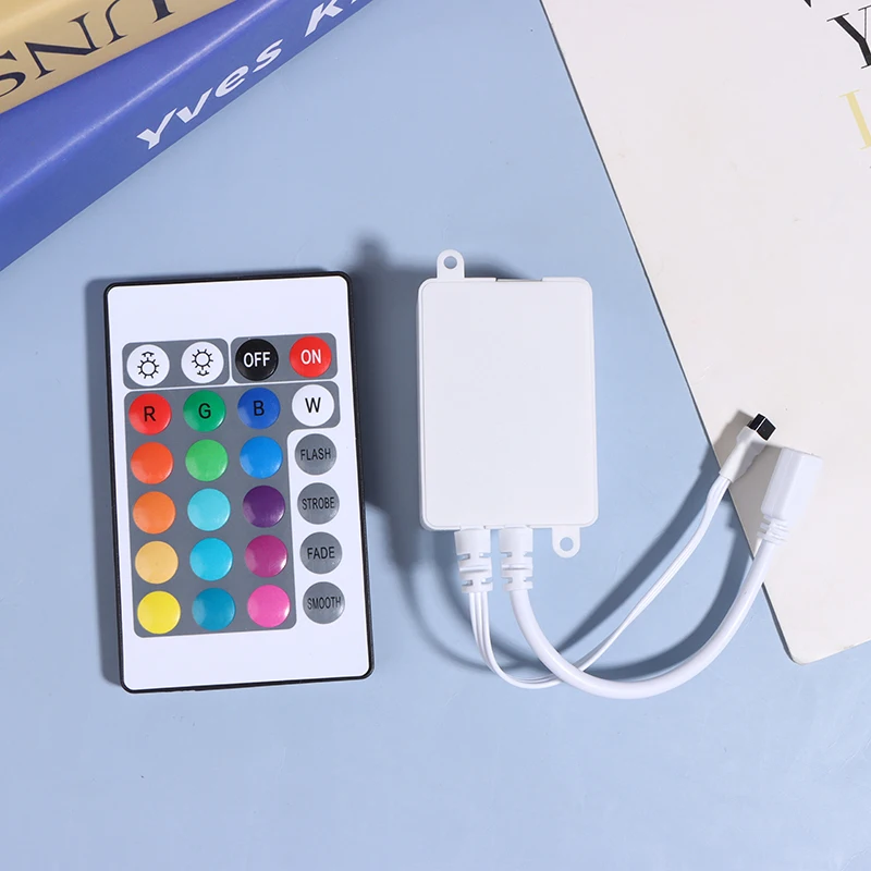Controle remoto para luzes LED Strip, IR, RGB, Controller Box, 1 a 2, 24 Chaves, DC12V, 3528, 5050