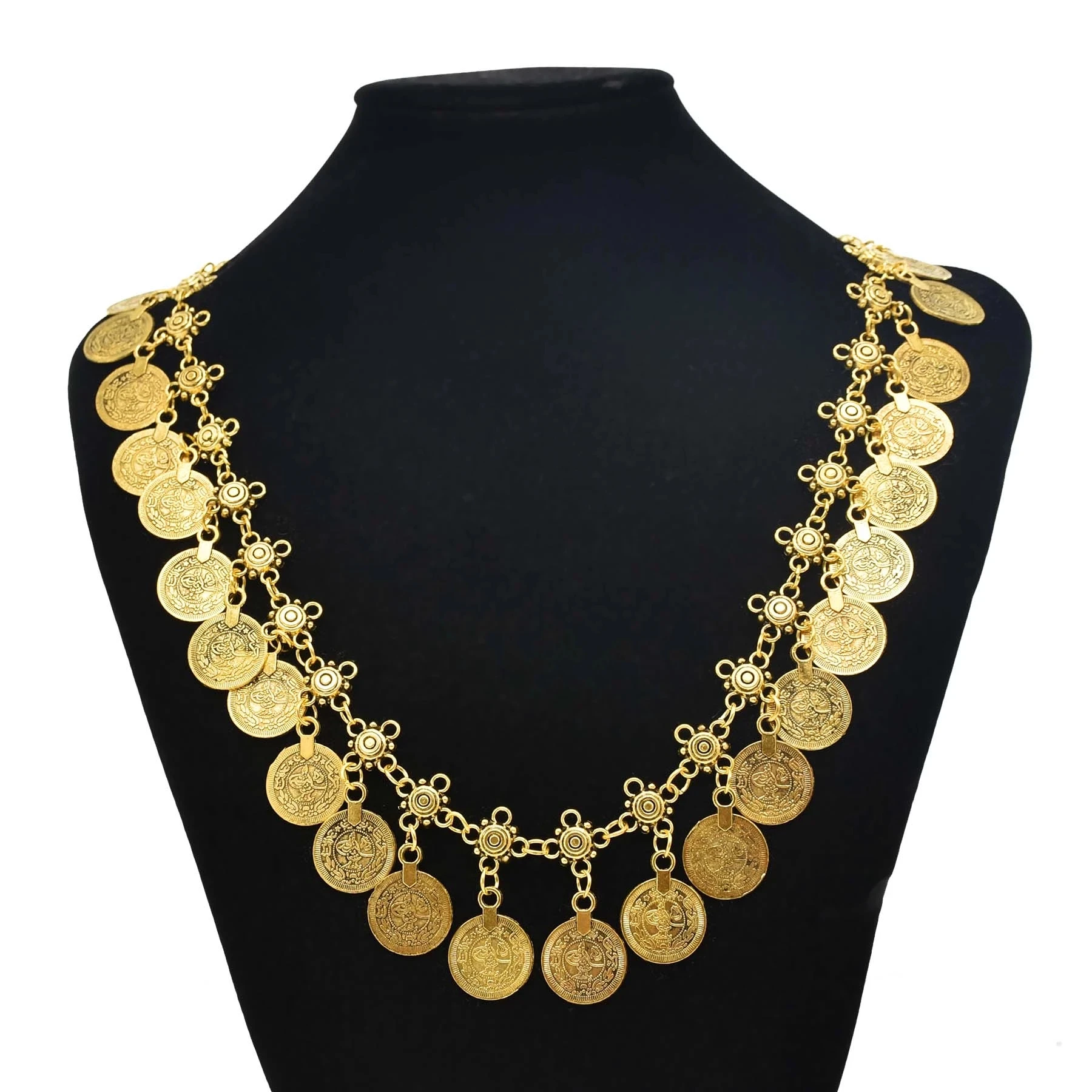 Vintage Silvery Golden Coins Necklace Boho Gypsy Turkey Beach Afghan Ethnic Tribal Festival Collar India Oxidised Female Jewelry