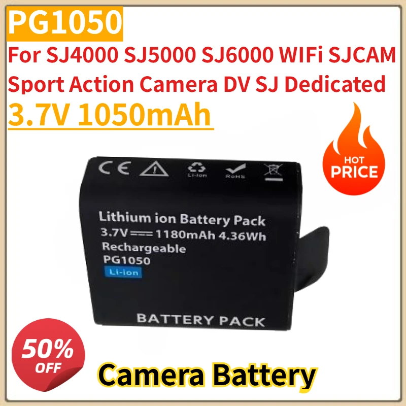

New 3.7V 1050mAh PG1050 Camera Battery For SJ4000 SJ5000 SJ6000 WIFi SJCAM Sport Action Camera DV SJ Dedicated