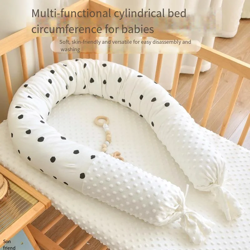 Crib Anti-drop Bed Circumference Bed Fence Long Strip Pillow Baby Anti-collision Cushion Soft Bag Side Sleeping Cylindrical