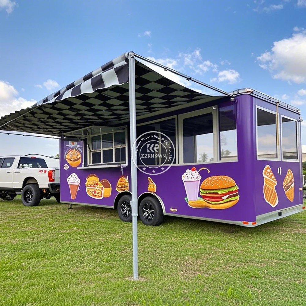 Rimorchio per alimenti Catering Carrello per taco completamente attrezzato Carrello per gelati da cucina mobile Rimorchi per barbecue Camion per alimenti economico con cucina completa