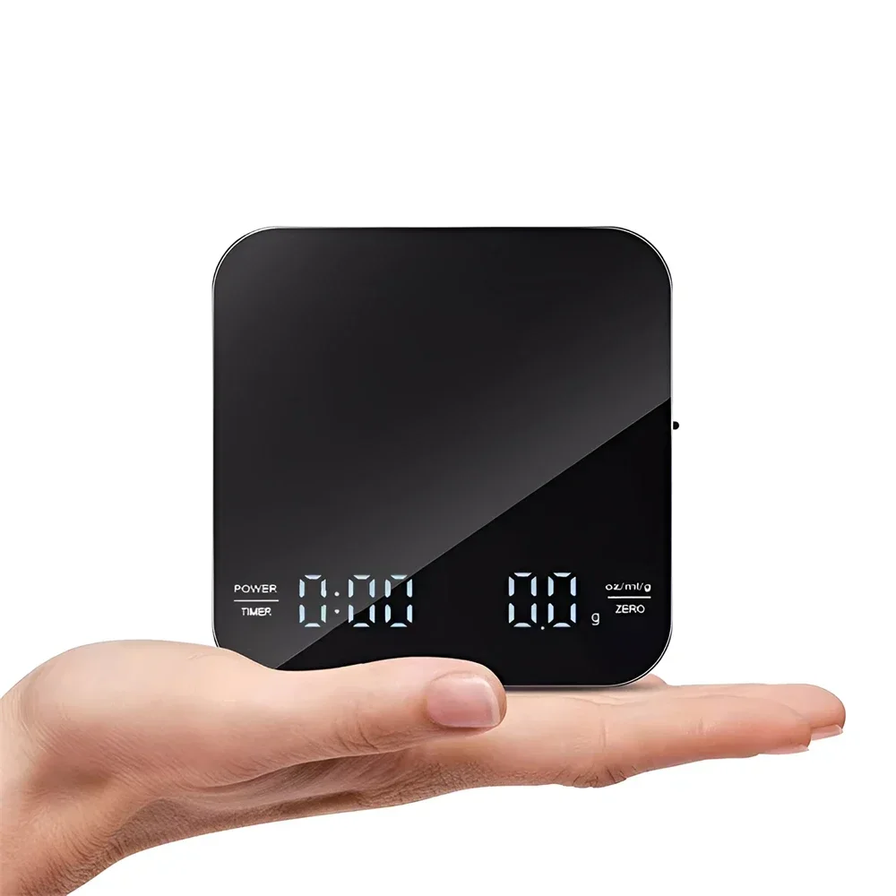 1Set Electronic Coffee Scale with Silicone Pad Digital Coffee Scale with Timer LED Display USB Charging Home Cafe Use Good Gift