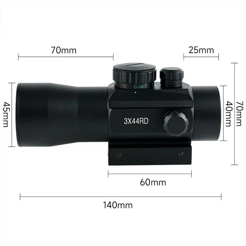 التكتيكية 3X44 ريد دوت البصر المدمجة منعكس كوليماتور الصيد Opticsl Riflescope الادسنس البصر ملحق صالح 11/20 مللي متر السكك الحديدية #2