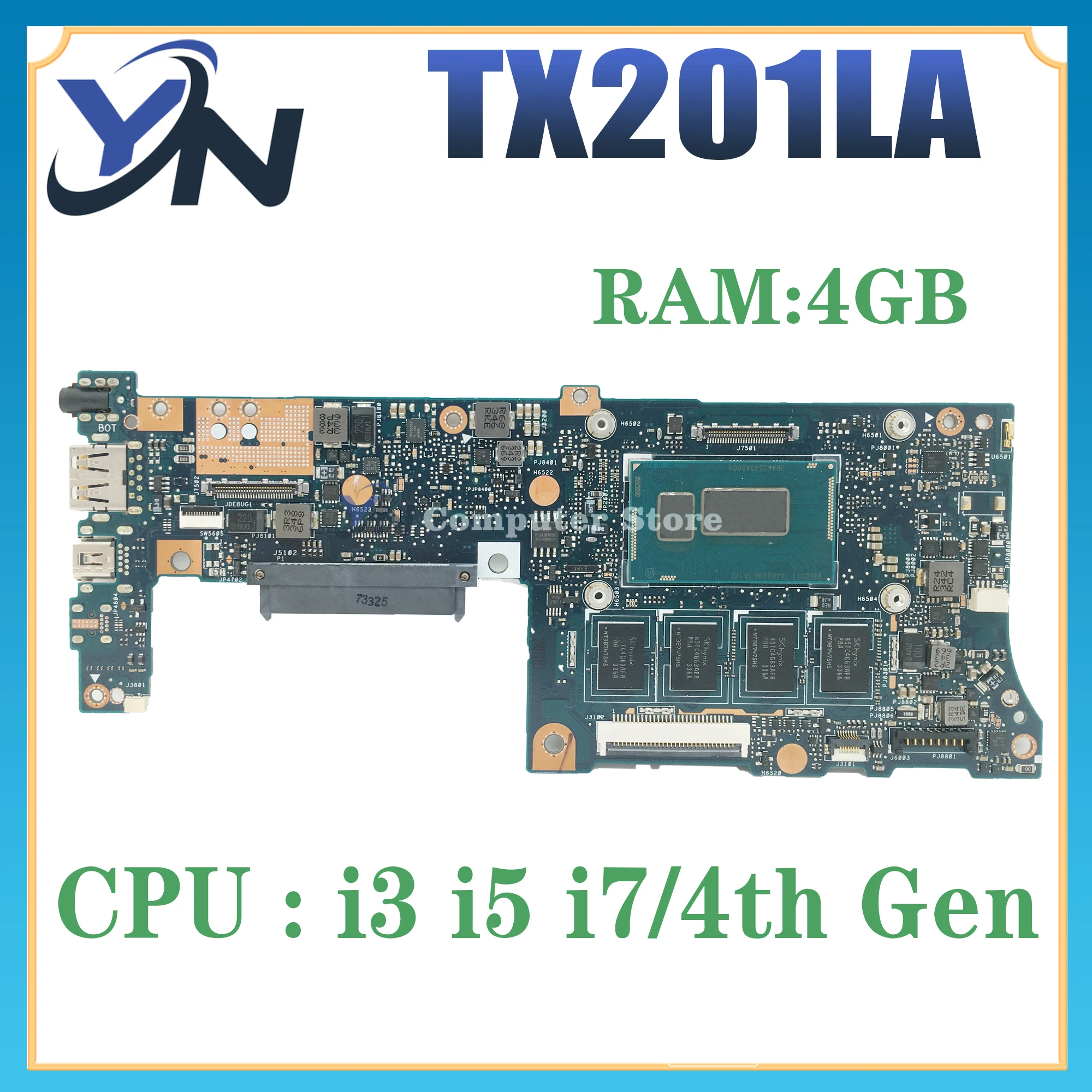 TX201LA Mainboard For ASUS Transformer Book Trio TX201L TX201LAF TX201 Laptop Motherboard I3 I5 I7 4th Gen 4GB/RAM 100% Test OK