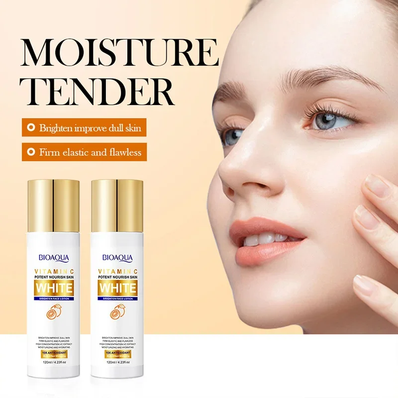 BIOAOUA vitamina C loción aclaradora potente nutritiva para la piel mejora la sequedad embotamiento brillo de la piel emulsión facial hidratante