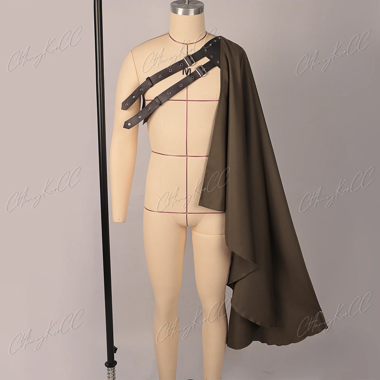 Men Medieval Half Shoulder Cloak Medieval Shawl With Adjustable Straps Halloween Medieval Cosplay Costume view 2