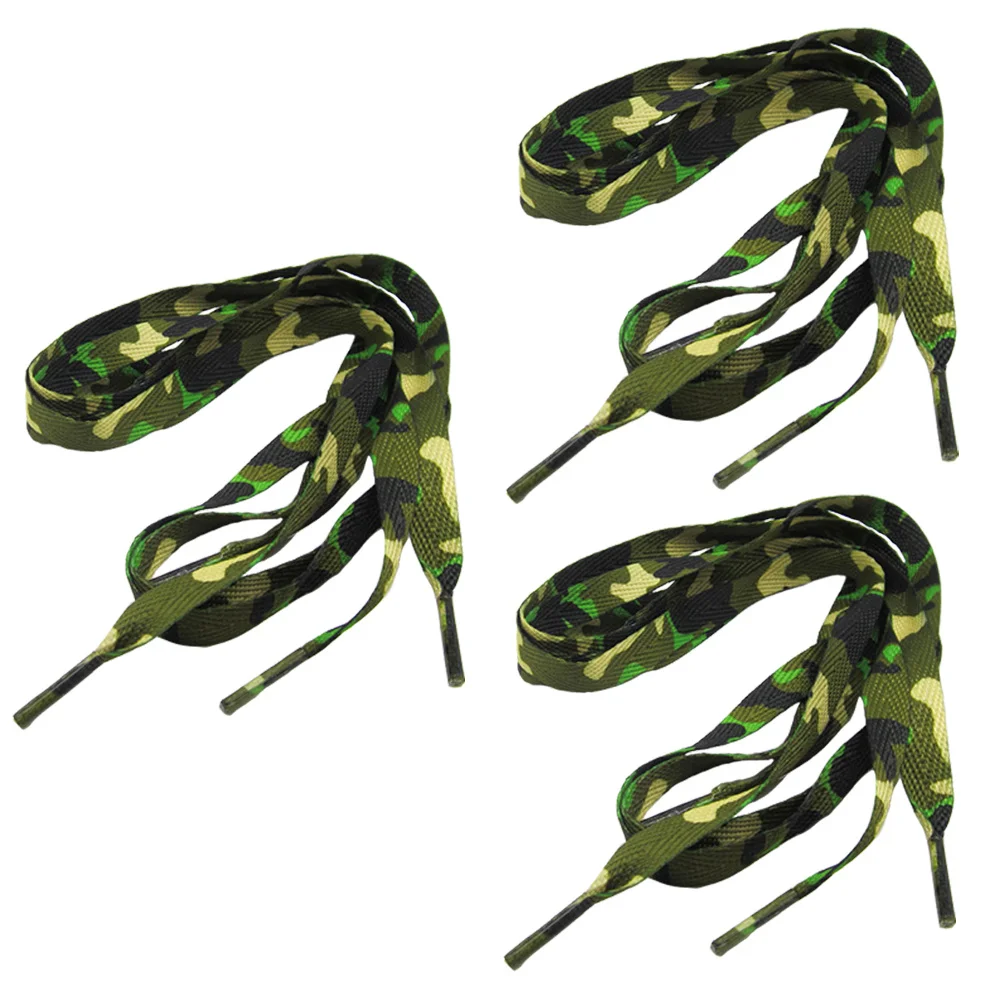 

3pcs Camouflage Shoe Lace Polyester Printed Shoestring For Sneakers Sports Pattern Shoelaces Flat Design High Visibility