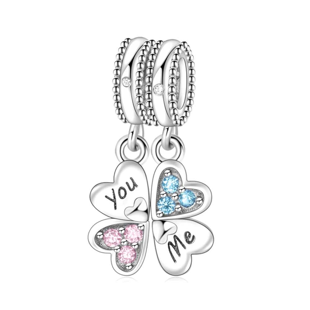 

Подвески Pan, оригинальные четыре клевера, YOU&ME, двойной висячий браслет, подвеска, ювелирные изделия