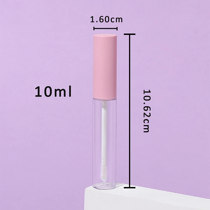 1/5/10 Pcs 10ml Pink Lip Gloss Tube Empty Refillable Lip Balm Bottle Clear Plastic Lip Gloss Container with Plugs for DIY Makeup