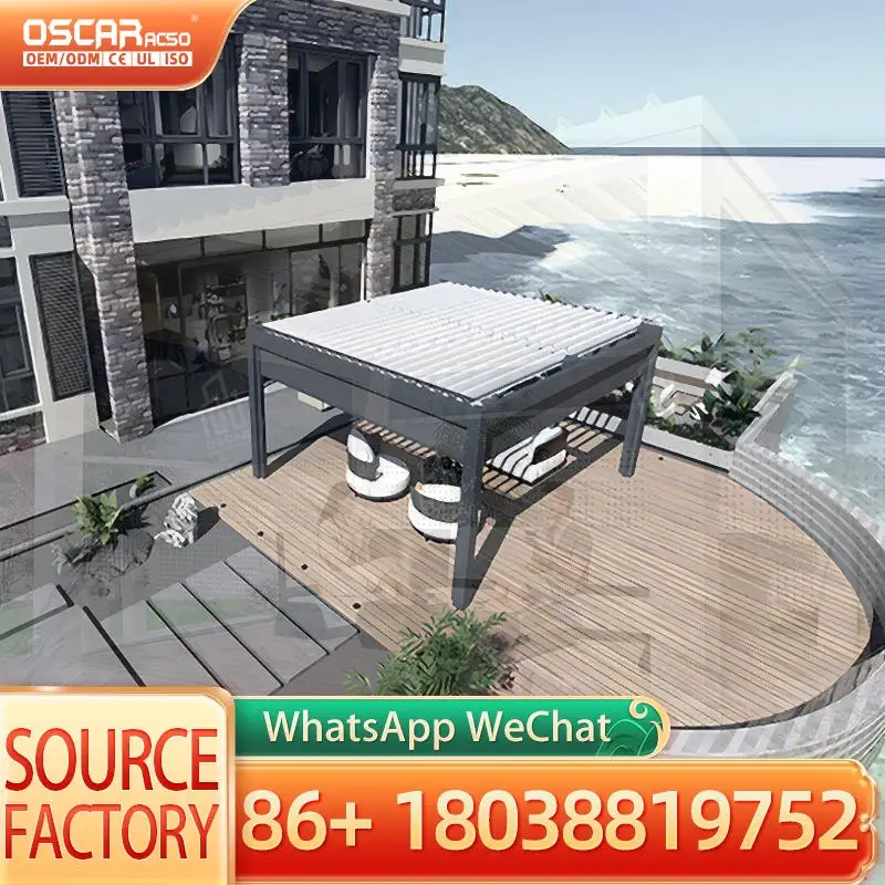 Pérgola Retráctil Pequeña para Patio y Jardín, Pérgola Metálica para Exteriores, Gazebo de Aluminio de 3x3m para Patio Trasero, Balcón, Patio