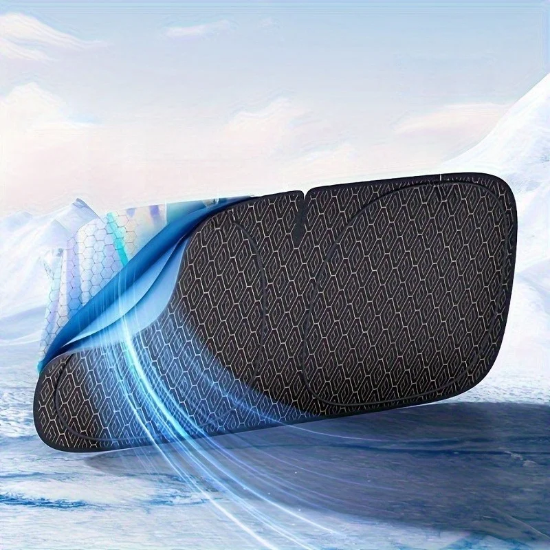 مظلة عالمية للزجاج الأمامي للسيارة، درع شمسي حراري قابل للطي مع انعكاس ليزر من التيتانيوم للسيارات والشاحنات وسيارات الدفع الرباعي #6