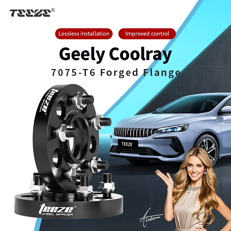 

Teeze 2/4pcs 5x114.3 CB 54.1 M12 x 1.5 Hub Centric Black Forged wheel spacer For Geely Coolray Flange Plate15/20/25/30/35mm