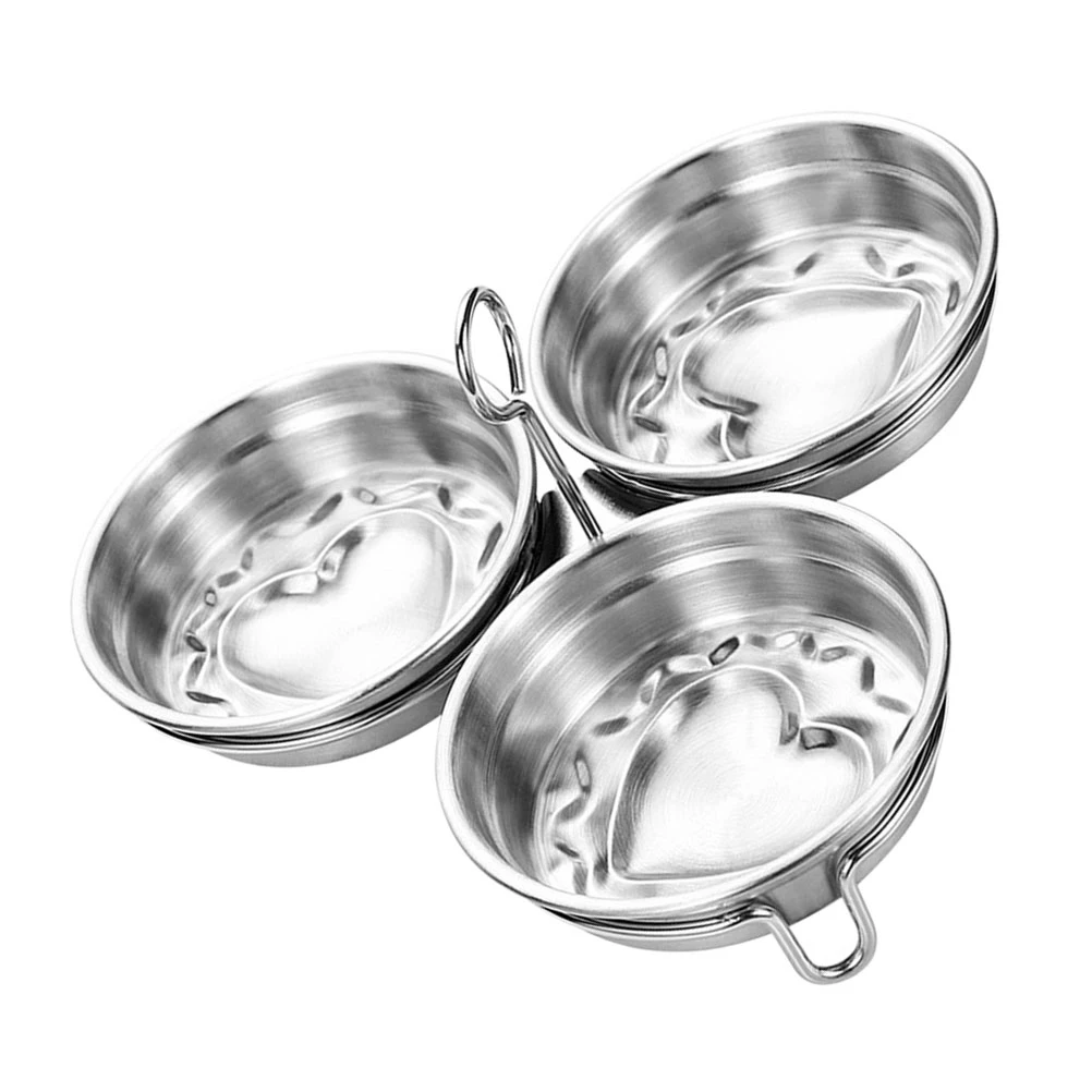 

1pc Steamed Egg Bowl Mold Stainless Steel Kitchen Accessory Heart Shape Multifunctional Bowl For Rice Steaming Silver