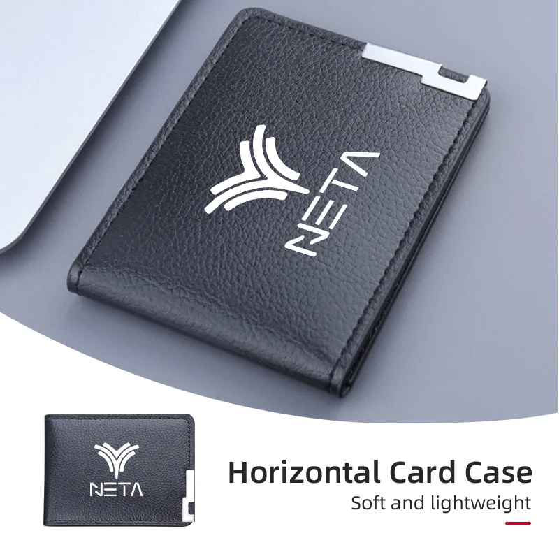 PU Leather Car Credit Card Holder Wallet Coin Purse Auto Accessories For NETA Luxgen Ora Exeed Iveco VGV