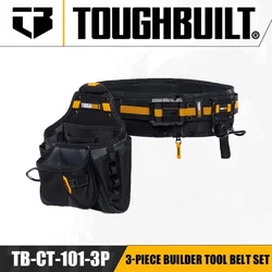 TOUGHBUILT TB-CT-101-3P 3-Piece Builder Tool Belt Set Waist Pack Belt Hammer Hanging Power Tool Accessories