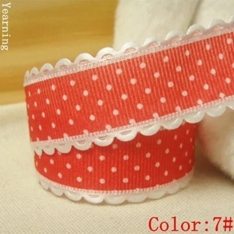 Width 25mm Printed Dot Pattern Ribbon For Children DIY Headwear Wedding Party Scrapbook Decoration Gift Wrap