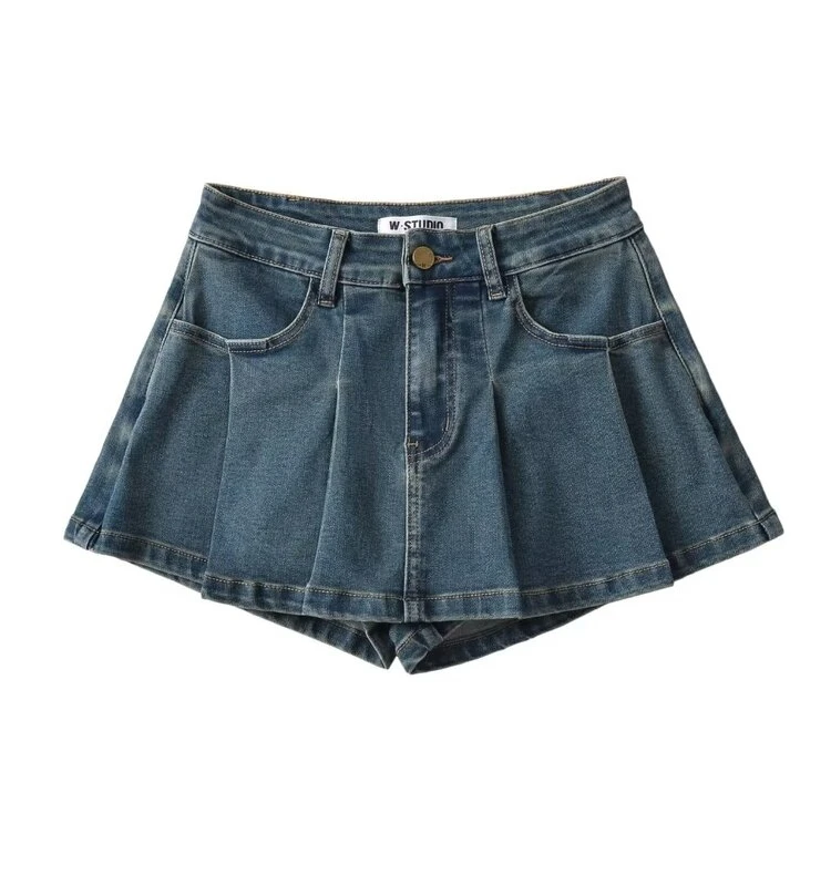 

Новинка 2023, женская повседневная эластичная универсальная джинсовая юбка с высокой талией, брюки, дизайн, чувственный эффект похудения, эластичная высокая талия, Pl...