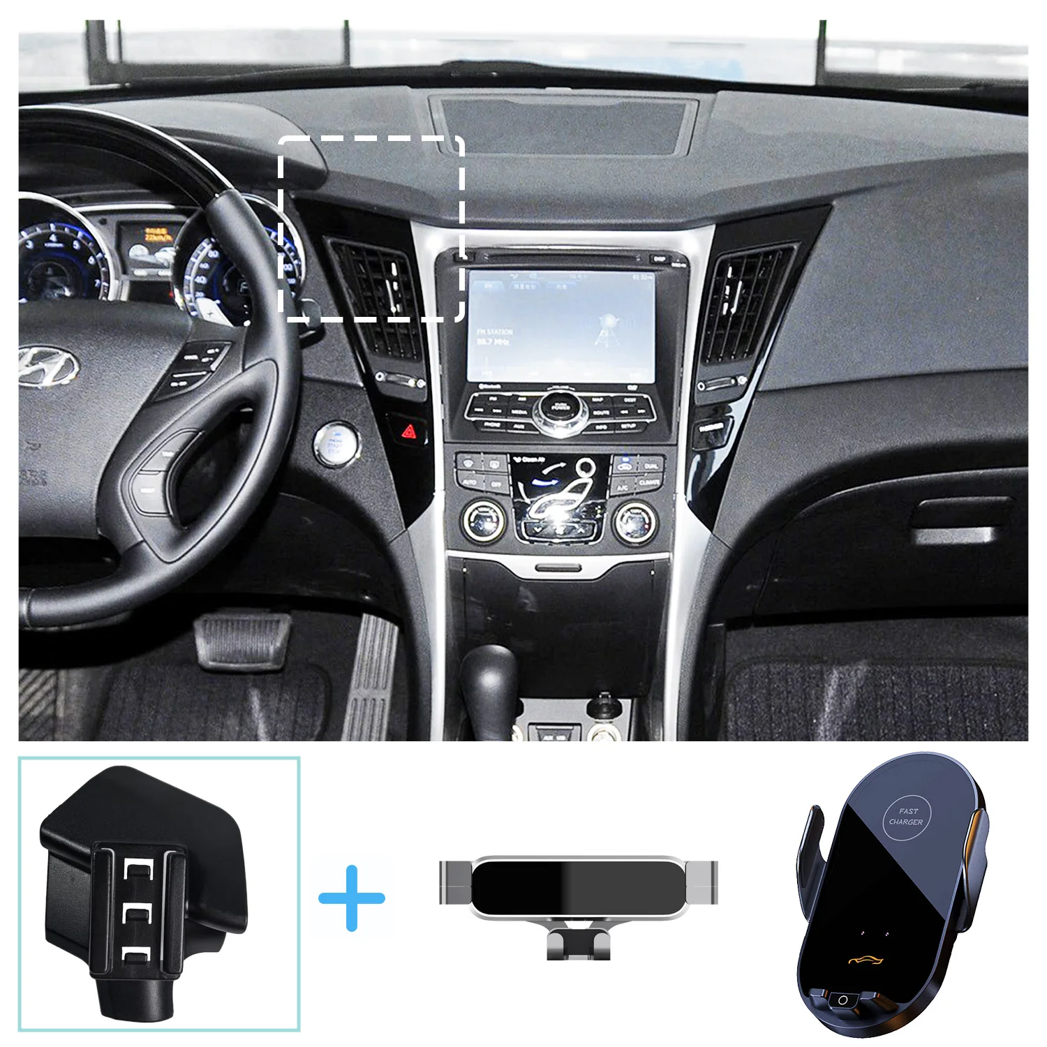 Para hyundai sonata yf 2011 2012 2013 2014 suporte do telefone do carro suporte de carregamento sem fio base suporte gravidade acessórios montagem do telefone
