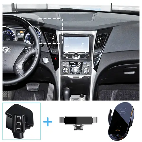 For Hyundai Sonata YF 2011 2012 2013 2014 Car Phone Holder Wireless Charging Bracket Base Gravity Stand Phone Mount Accessories