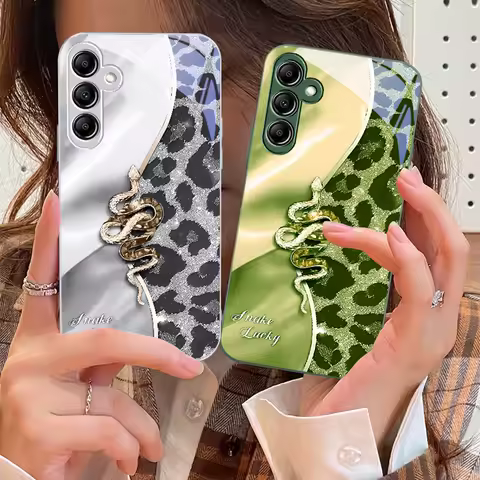 Spotted Snake Pink For Samsung Galaxy A14 4G 20 30 52 20S 21S 22 A32 33 34 42 50 51 53 54 70 71 72 73 5G Glass Phone Case