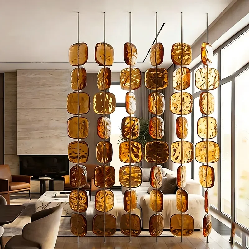 Custom Art Water Ripple Glass Metal Disc Floor Lamp Modern Luxury Decorative Hanging Room Baffle for Hotel Villa Lobby