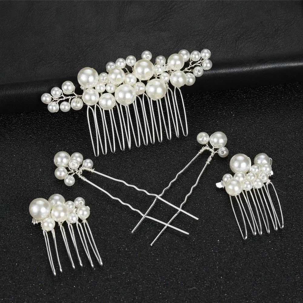 Elegant Flower Bride Hair Pins Gold Silver Wedding Headwear Tiara Lightweight Hair Fork Headwear