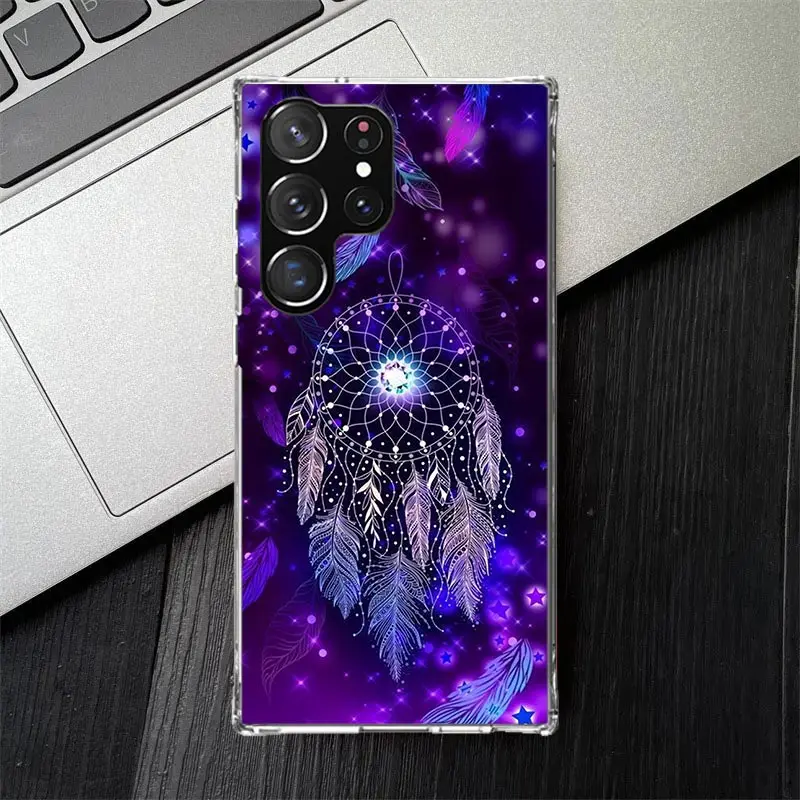 Retro Feather Dreamcatcher Soft Silicone Phone Case For Samsung Galaxy S24 S23 S22 Ultra S21 S20 FE S10 Plus S10E S9 S8 + Cover