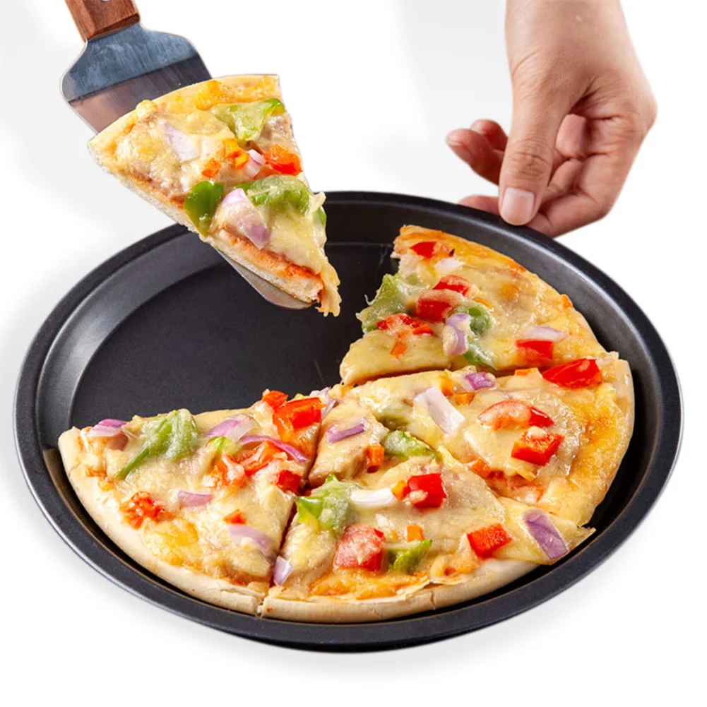 12 Inch Kitchen Pizza Mould Pan Microwave Oven Pan Chip Tray Dish Pizza Bacon Baking Non-Stick Cook Tray Round Baking Tray