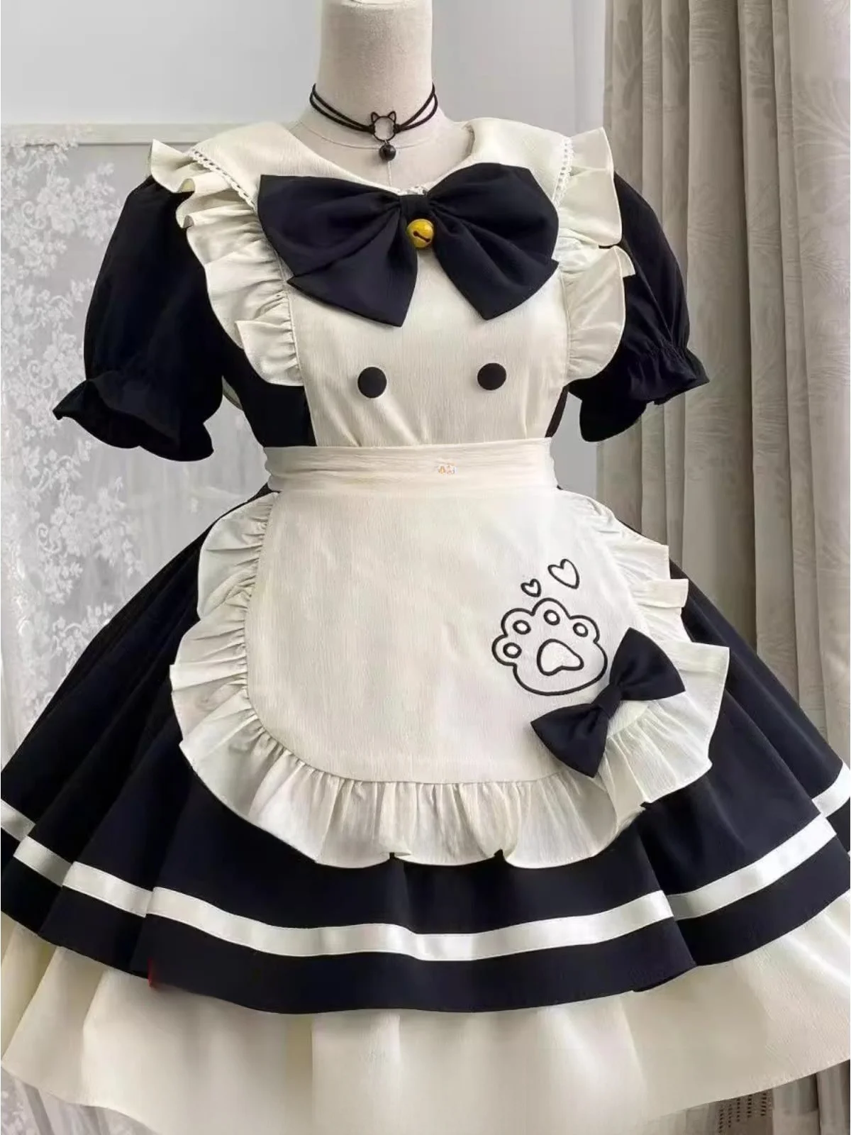 Cute Maid Uniform Dress Set Lolita Style Halloween Cosplay Women's Clothing  Skirt Top Quality Spring Fashion Ladies Outfits