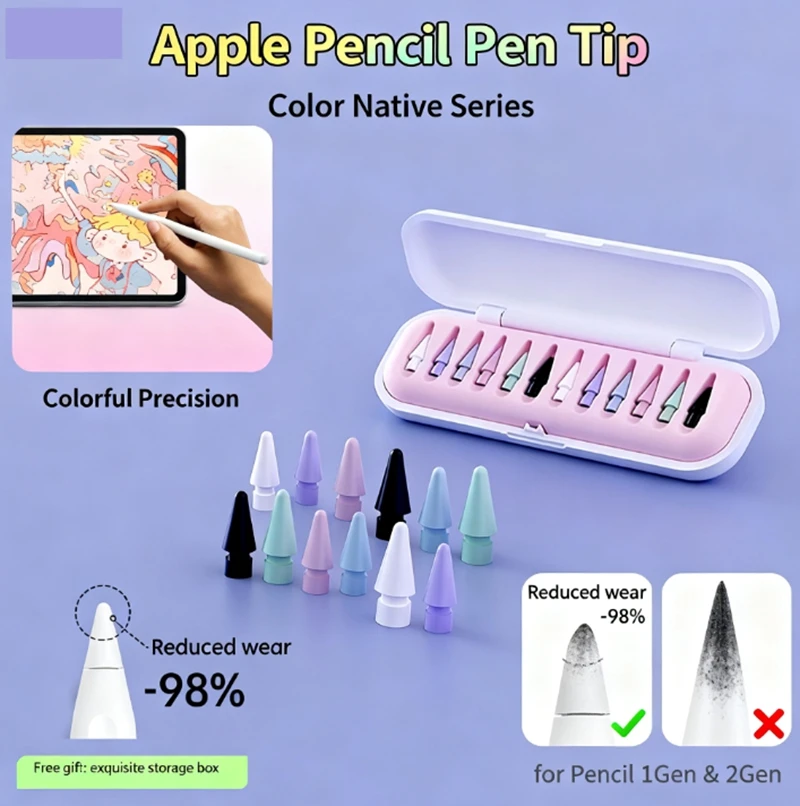 Pencil Tips for Apple Pencil Pro 1st 2nd Generation iPencil Sensitivity Nibs Compatible for iPad Pencil 2/1 Spare Nib