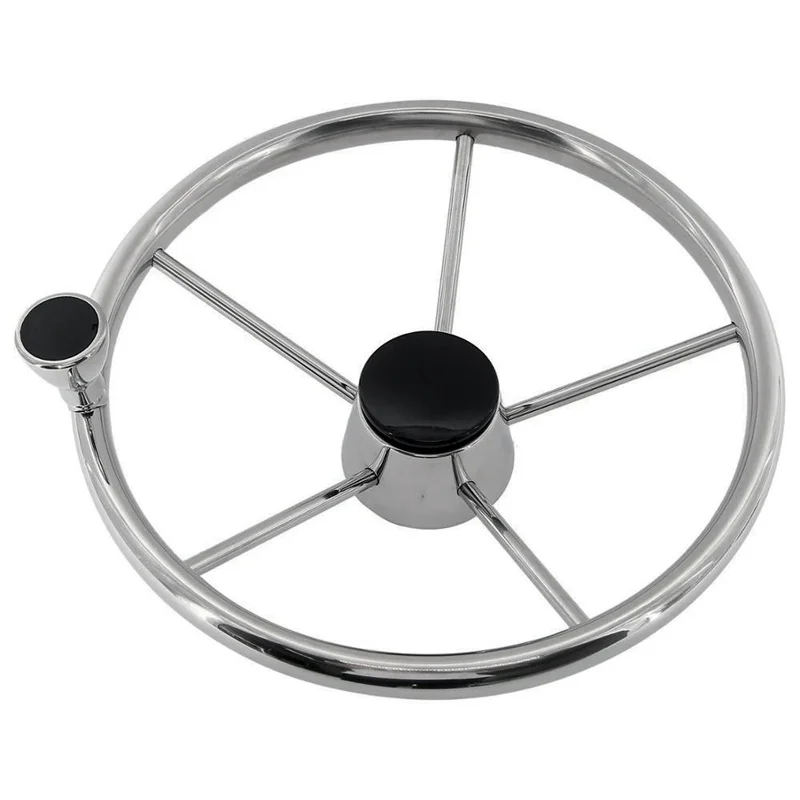 

Marine 5-Spoke Destroyer Style Stainless Boat Steering Wheel with Knob2025