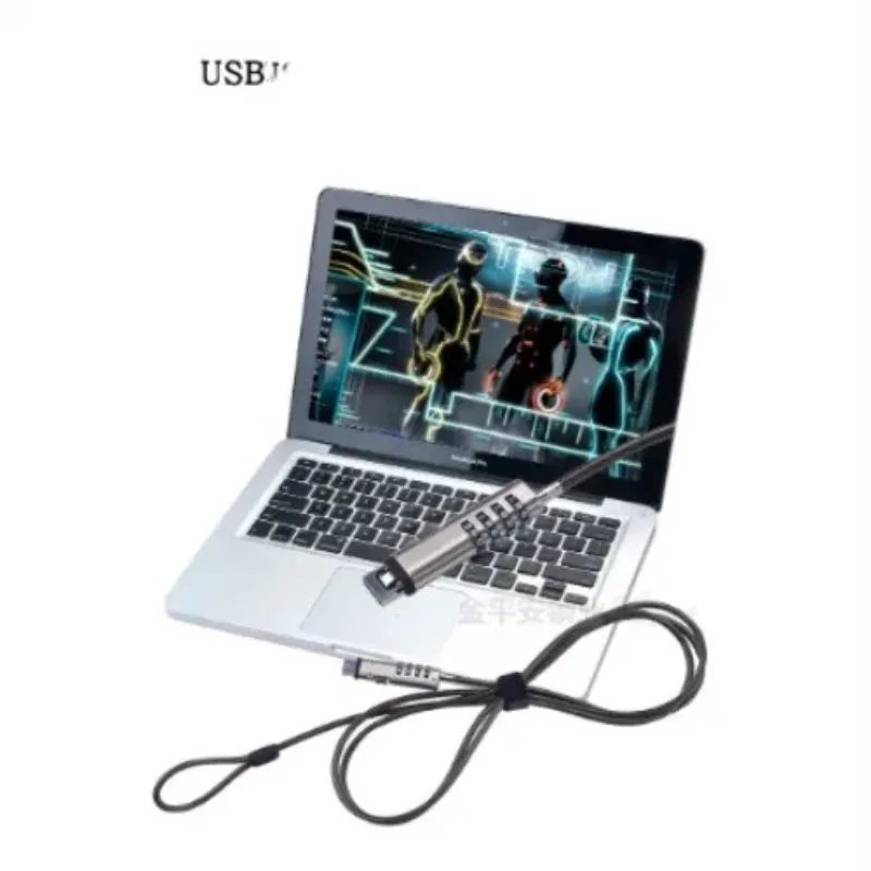 USB Notebook Laptop Combination Lock Travel 4 Digit Security Cable Chain 4 Digit Password Protections Theft Deterrent