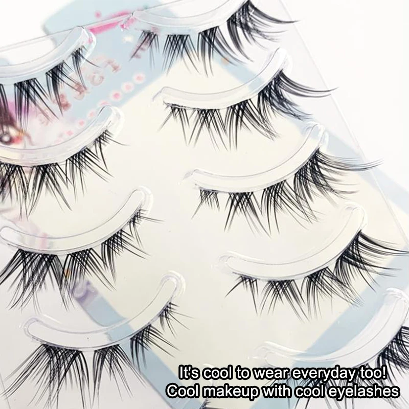 5 Par Sztucznych Rzęs Anime Rzęsy Mały Diabełek Rzęsy Naturalny Makijaż Dzienny Manga Rzęsy DIY Transparentne Paski Rzęs